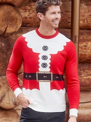 Threadbare Red Crew Neck Christmas Jumper - Image 1 of 4