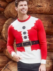 Threadbare Red Crew Neck Christmas Jumper - Image 3 of 4
