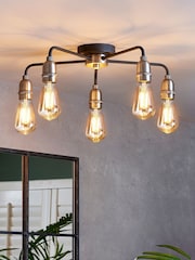 Black Brooklyn 5 Light Flush Ceiling Light - Image 1 of 8