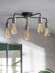 Black Brooklyn 5 Light Flush Ceiling Light - Image 2 of 8