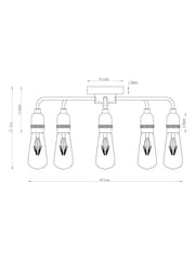 Black Brooklyn 5 Light Flush Ceiling Light - Image 8 of 8