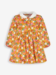 JoJo Maman Bébé Mustard Yellow Floral Peter Pan Dress - Image 1 of 3
