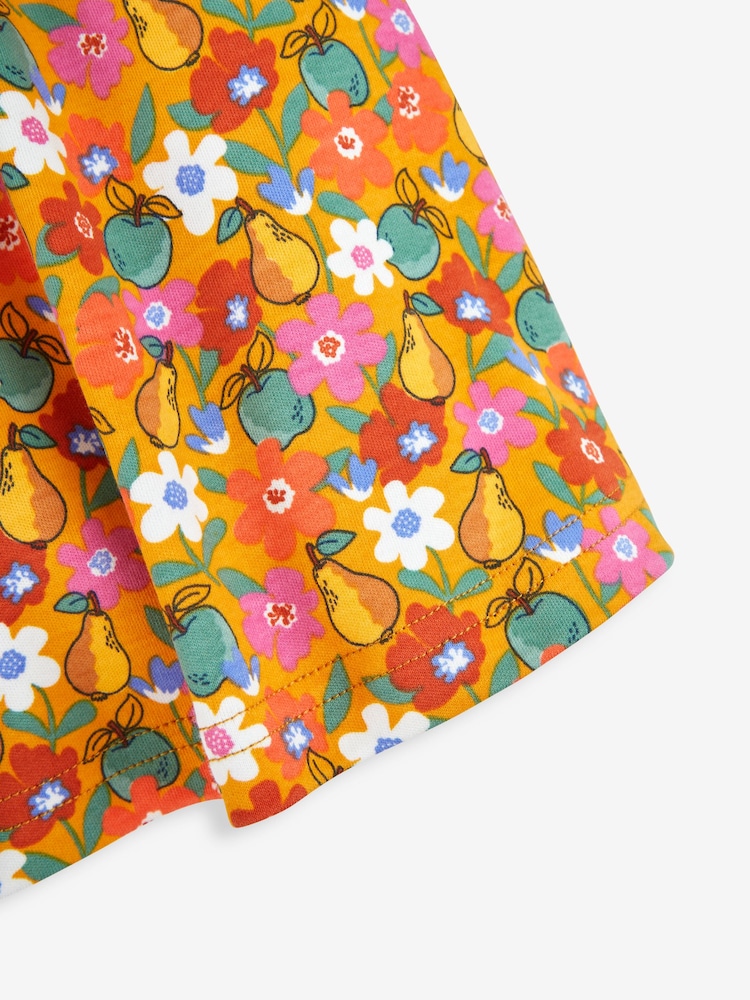 JoJo Maman Bébé Mustard Yellow Floral Peter Pan Dress - Image 3 of 3