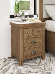 K Interiors Brown Embleton Solid Wood 4 Drawer Bedside Cabinet - Image 1 of 4