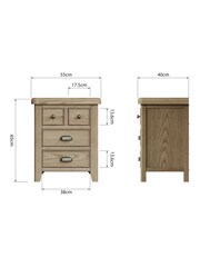 K Interiors Brown Embleton Solid Wood 4 Drawer Bedside Cabinet - Image 4 of 4