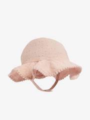 White/Pink Baby Broderie Wide Brim Hats 2 Pack (0mths-2yrs) - Image 2 of 6