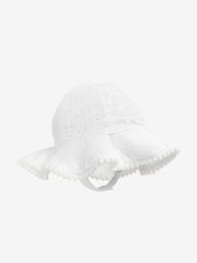 White/Pink Baby Broderie Wide Brim Hats 2 Pack (0mths-2yrs) - Image 3 of 6