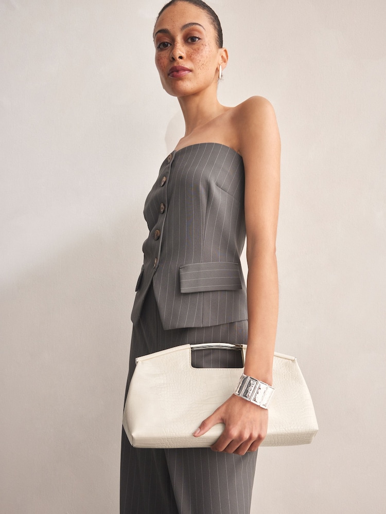 Nude Metal Handle Clutch Bag - Image 2 of 8