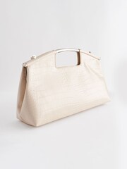 Nude Metal Handle Clutch Bag - Image 5 of 8