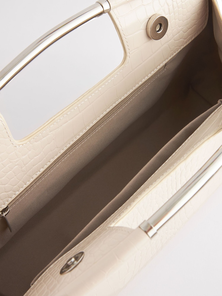 Nude Metal Handle Clutch Bag - Image 8 of 8