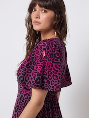 SCAMP & DUDE Grey Leopard Ray Midi Dress With Ruffle Detail - Image 5 of 6