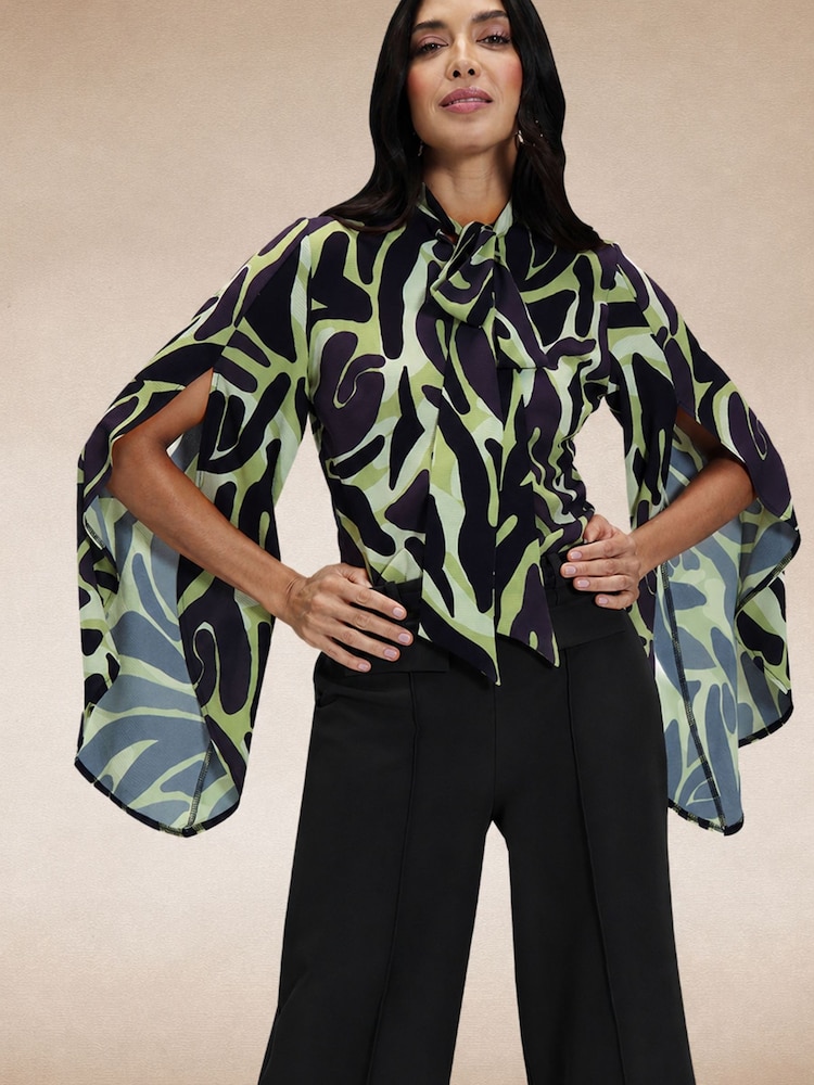 Hot Squash Statement Sleeve Blus med flugor - Bild 1 av 8