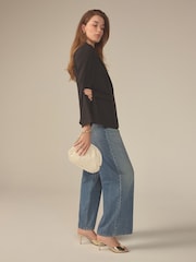 White Leather Snap Clutch Bag - Image 3 of 8