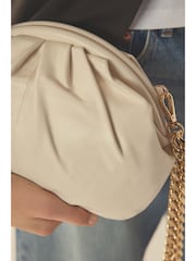 White Leather Snap Clutch Bag - Image 4 of 8