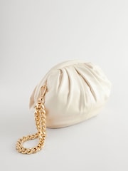 White Leather Snap Clutch Bag - Image 5 of 8