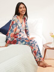 Laura Ashley Navy Dahlia Print Pyjamas - Image 1 of 9