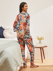 Laura Ashley Navy Dahlia Print Pyjamas - Image 2 of 9