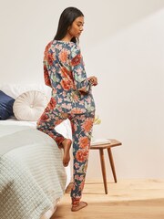 Laura Ashley Navy Dahlia Print Pyjamas - Image 3 of 9
