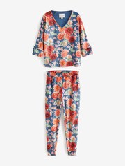 Laura Ashley Navy Dahlia Print Pyjamas - Image 6 of 9