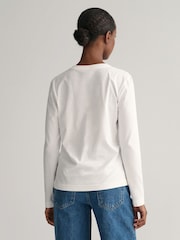 GANT White Original Shield Long Sleeve 100% Cotton T-Shirt - Image 2 of 6