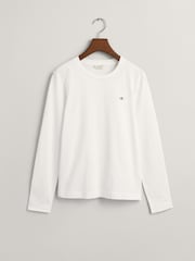 GANT White Original Shield Long Sleeve 100% Cotton T-Shirt - Image 5 of 6