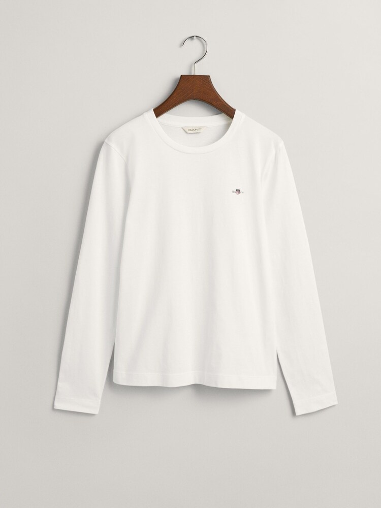 GANT White Shield Logo Long Sleeve T-Shirt - Image 5 of 5