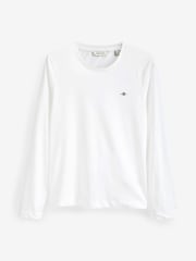 GANT White Original Shield Long Sleeve 100% Cotton T-Shirt - Image 6 of 6