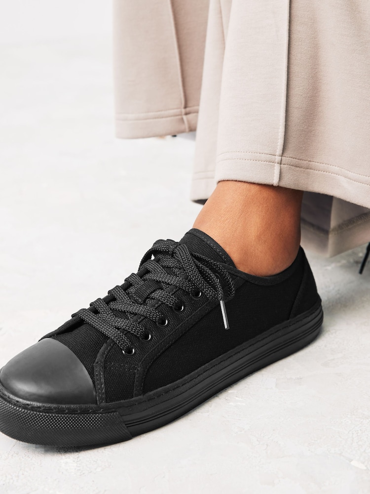 Black Forever Comfort® Canvas Baseball Trainers - Image 2 of 9