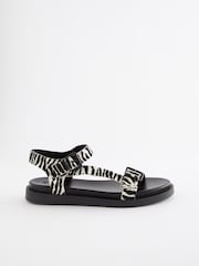 Animal Leather Adjustable Buckles Chunky Sandals - Image 4 of 7
