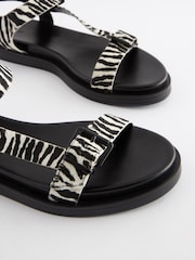 Animal Leather Adjustable Buckles Chunky Sandals - Image 5 of 7
