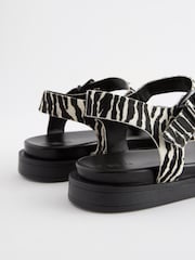 Animal Leather Adjustable Buckles Chunky Sandals - Image 6 of 7