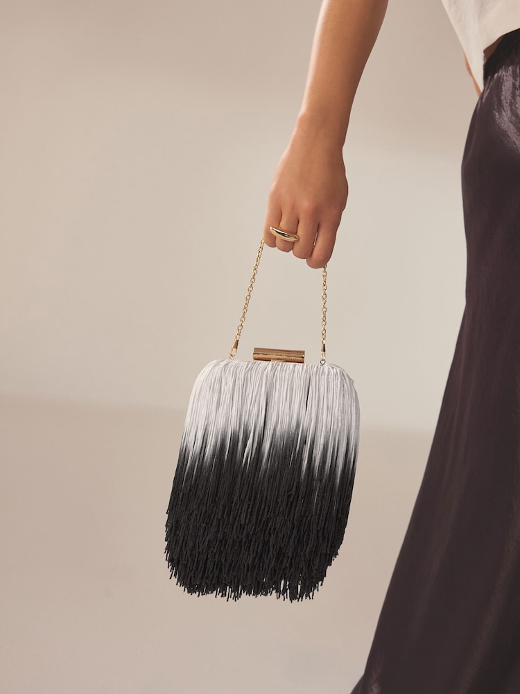 Svart/Vit - Ombre Tassel Kuvertväska Väska - Bild 2 av 4 Svart/Vit - Ombre Tassel Kuvertväska Väska - Bild 2 av 4