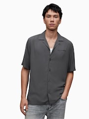 AllSaints Grey Underground Short Sleeve Shirt - Image 1 of 6