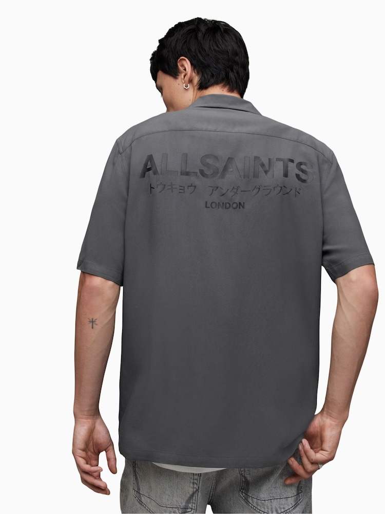 AllSaints Grey Underground Short Sleeve Shirt - Image 2 of 6