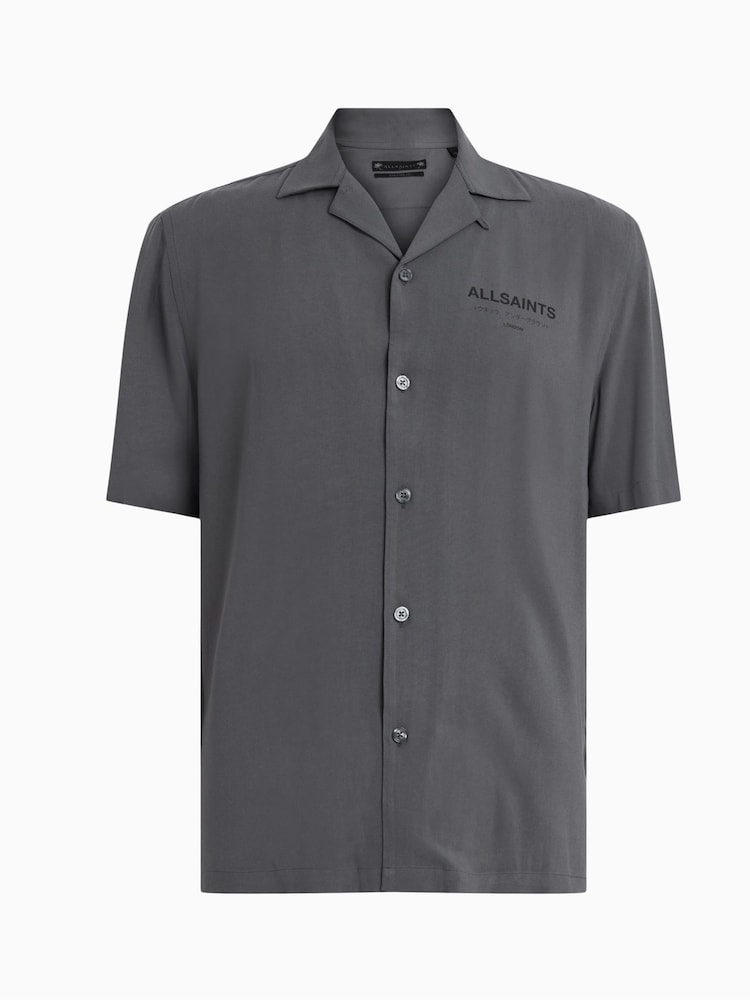 AllSaints Grey Underground Short Sleeve Shirt - Image 6 of 6
