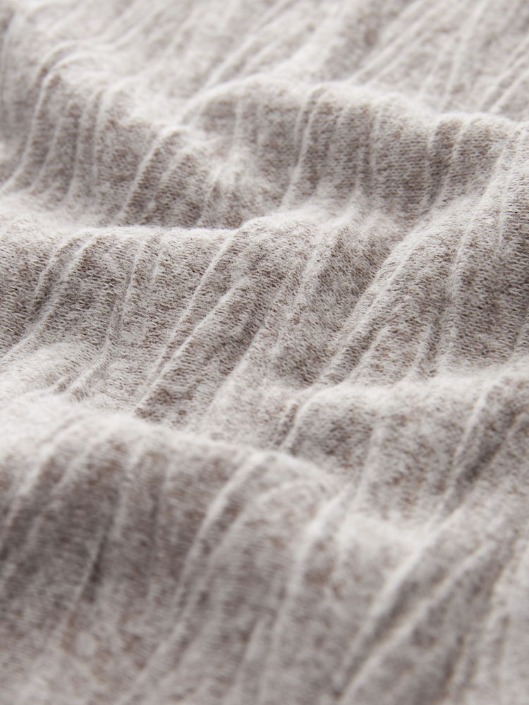 Neutral Plisse Textured Soft Touch Cosy Long Sleeve High Neck Top - Image 6 of 6 Neutral Plisse Textured Soft Touch Cosy Long Sleeve High Neck Top - Image 6 of 6