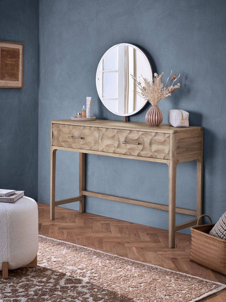 Mid Natural Alba Solid Mango Console Dressing Table - Image 1 of 9