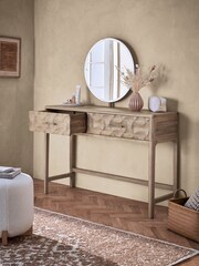 Mid Natural Alba Solid Mango Console Dressing Table - Image 2 of 9