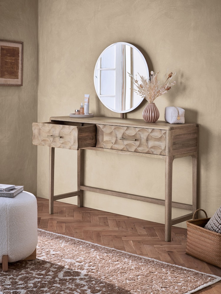Mid Natural Alba Solid Mango Console Dressing Table - Image 2 of 9