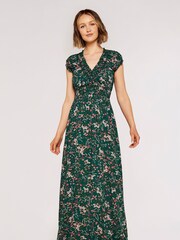 Apricot Green Multi Ditsy Botanical Floral Maxi Dress - Image 1 of 4