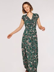 Apricot Green Multi Ditsy Botanical Floral Maxi Dress - Image 4 of 4