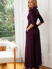 Hot Squash Purple Wrap Wide Leg Jumpsuit - Image 3 of 4