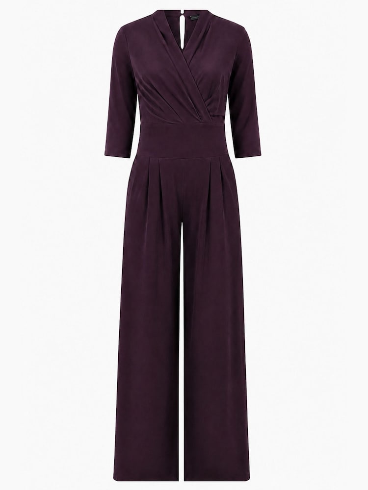 Hot Squash Purple Wrap Wide Leg Jumpsuit - Image 4 of 4 Hot Squash Purple Wrap Wide Leg Jumpsuit - Image 4 of 4