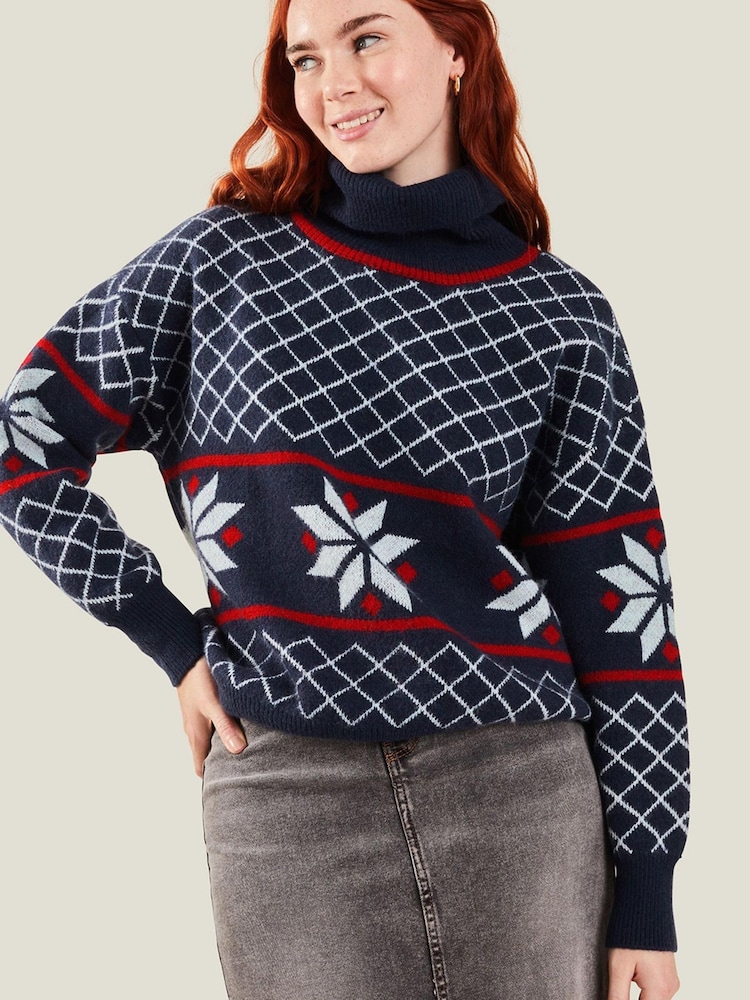 Accessorize Grey Snowflake Knit Jumper - Image 1 of 3