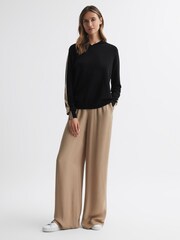 Reiss Black/Camel Agnes Wool Blend Hoodie - Image 5 of 5