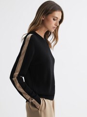 Reiss Black/Camel Agnes Wool Blend Hoodie - Image 8 of 10