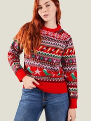 Accessorize Red Christmas Dinosaur Knit Jumper - Image 1 of 3