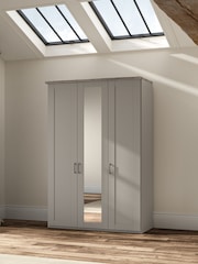 Wiemann Pebble Grey Truro Triple Wood and Mirror Semi Fitted Wardrobe - Image 1 of 5