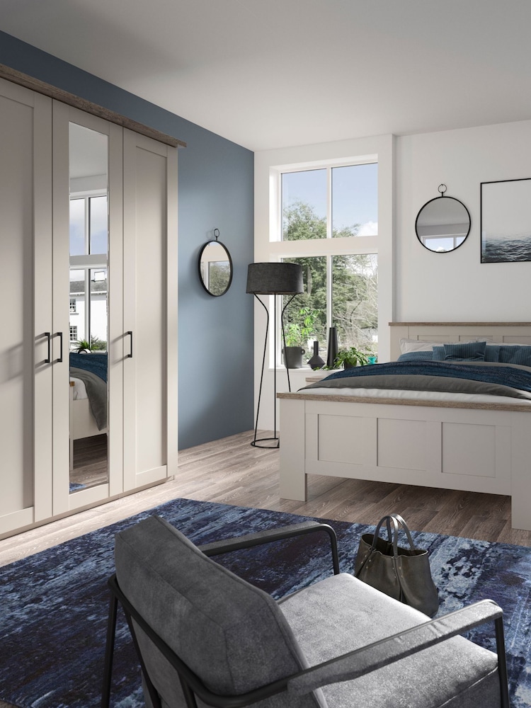 Wiemann Pebble Grey Truro Triple Wood and Mirror Semi Fitted Wardrobe - Image 2 of 5