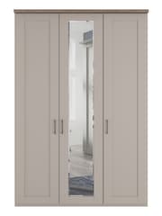 Wiemann Pebble Grey Truro Triple Wood and Mirror Semi Fitted Wardrobe - Image 4 of 5